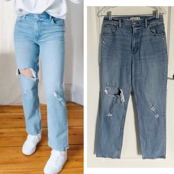 Abercrombie & Fitch 90’s Straight Ultra High Rise Distressed Jeans - 35573 - Picture 1 of 14